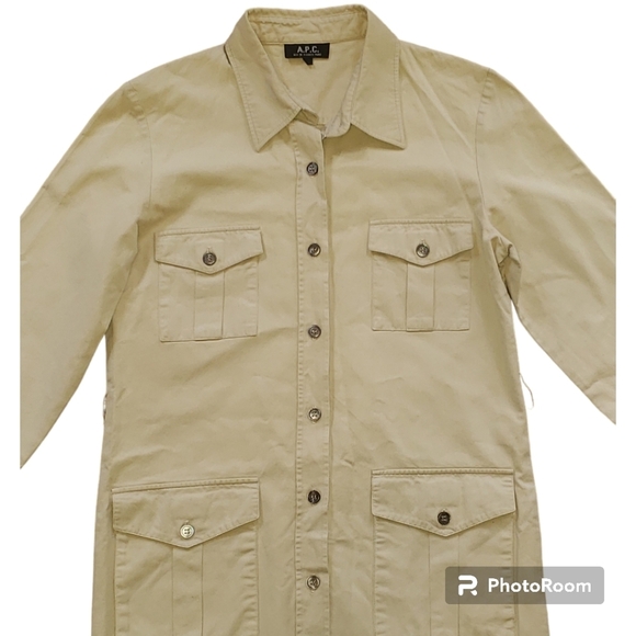 COPY - A.P.C. Paris Nude Button Up Trench Coat Size Large - Picture 2 of 3